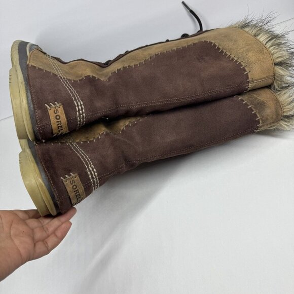Sorel Cate the Great Brown Waterproof Leather  Winter Duck Boots Size 8 - Picture 4 of 16